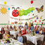 7 Pzas Decoración Cumpleaños Oruga Linternas Papel Con Ojos