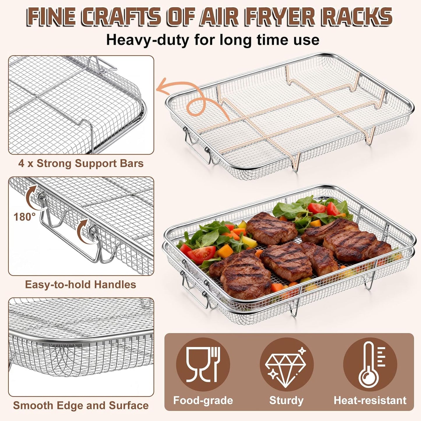 Cesta Freidora Aire 15.4pulg 3 Pzas Acero Inox