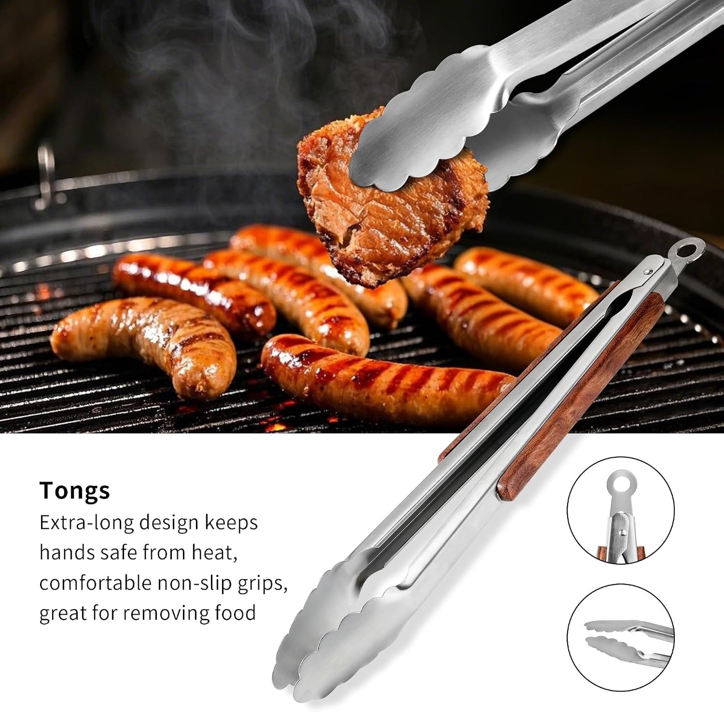 Juego herramientas barbacoa madera rosa espátula tenedor pinzas