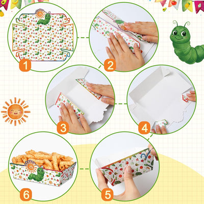 Suministros para fiesta de cumpleaños con temática de oruga y gusanos de sol