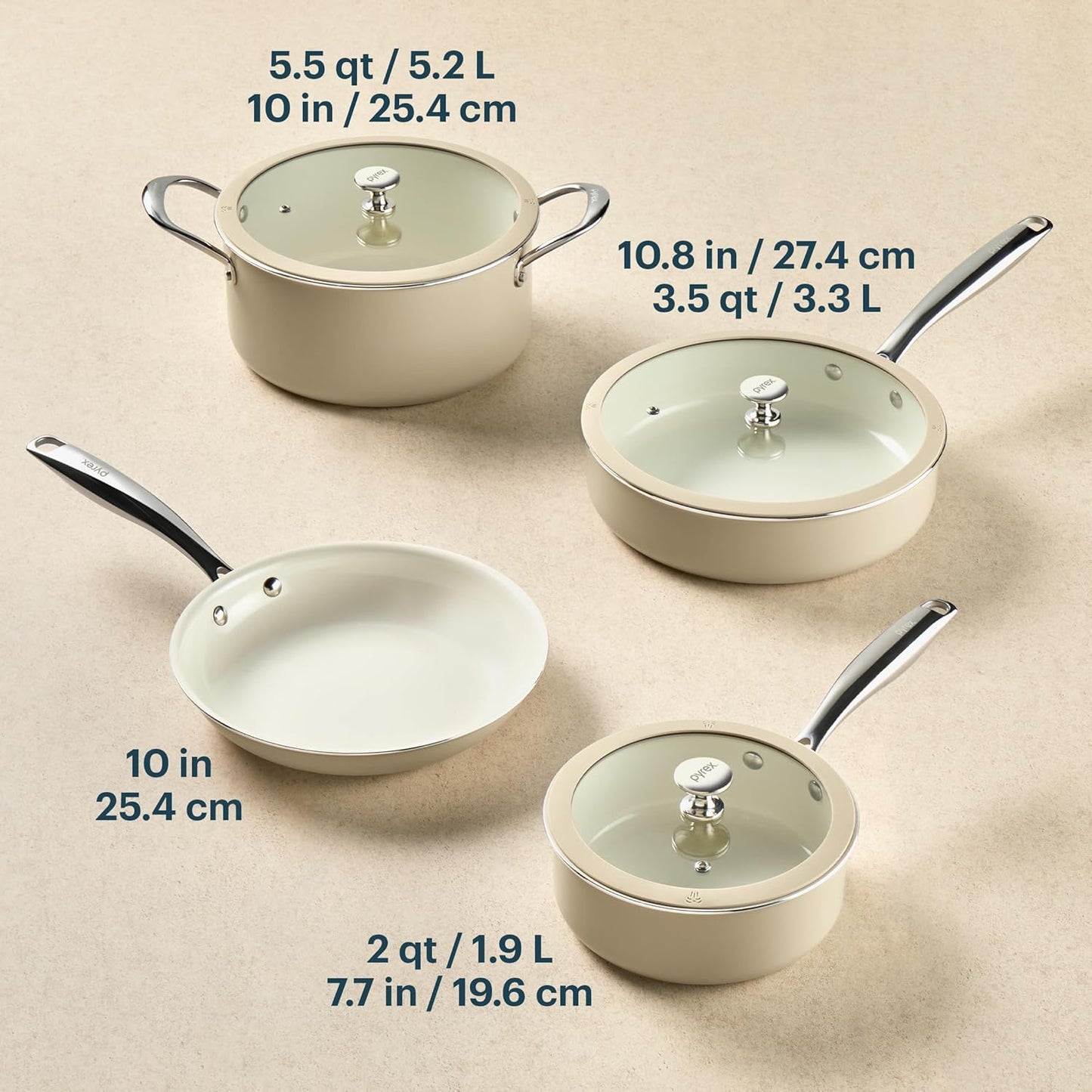 Juego de utensilios de cocina Pyrex con revestimiento cerámico antiadherente