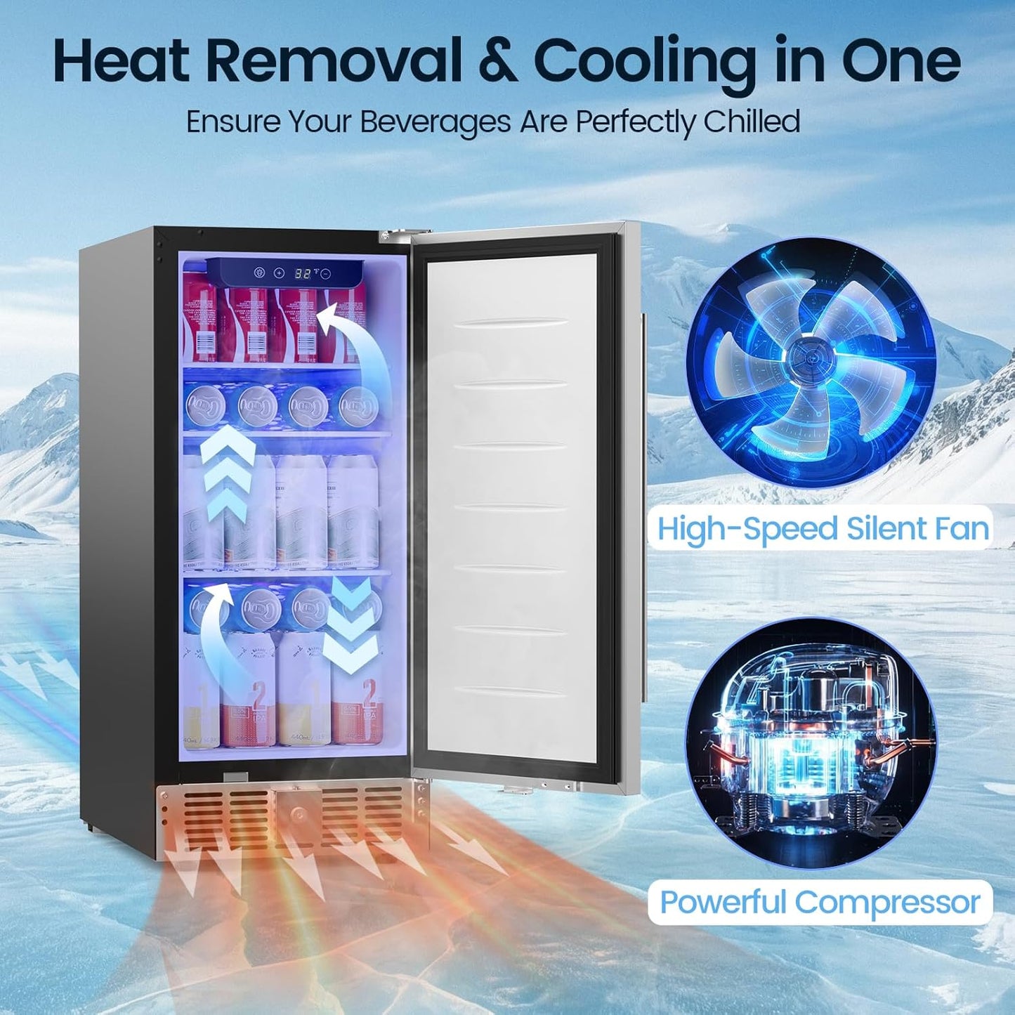 Refrigerador bebidas 15pulg acero inox 127latas