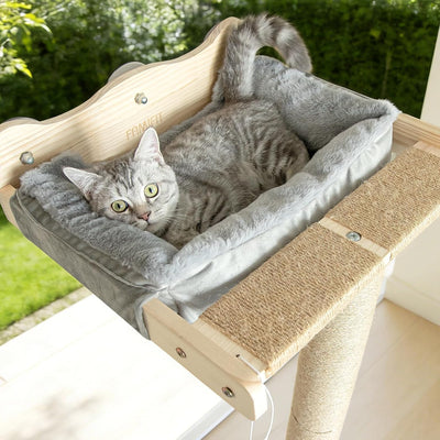 Percha gato poste rascador 46pulg ventosa gris