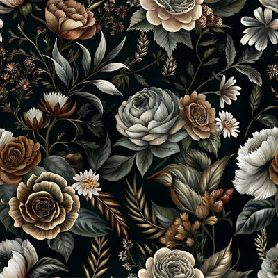 Papel tapiz floral vintage oscuro autoadhesivo extraíble
