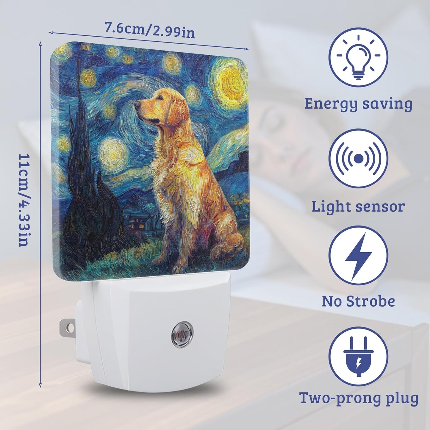 Luz Nocturna Estrellada Perro Sensor Amanecer Dormitorio Baño
