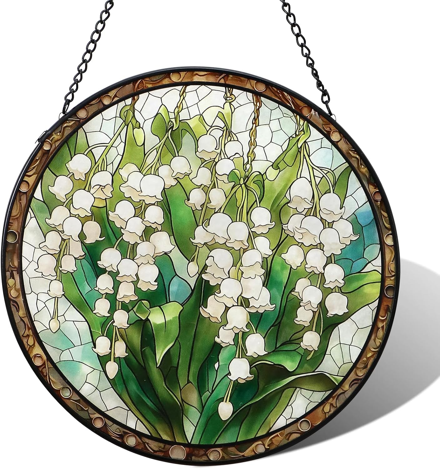 Panel cristal flores silvestres 7.8pulg decoración bohemia ventana