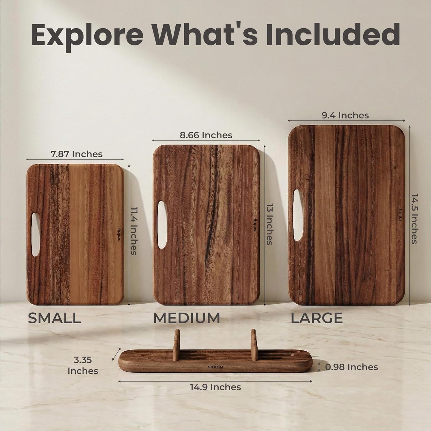 Tabla de cortar de madera para cocina doble cara con asa de nogal maciza