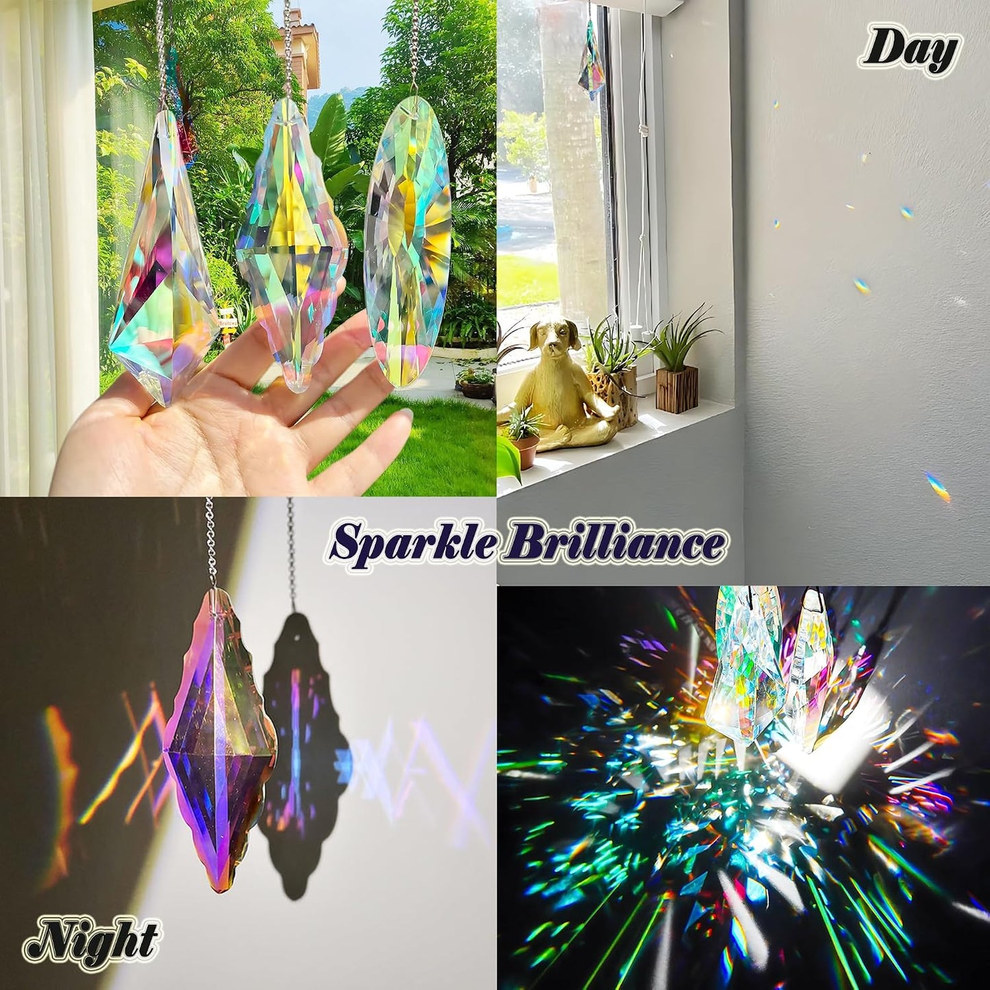 3 Prismas Cristal 5pulg Colgantes Ventana Decoración