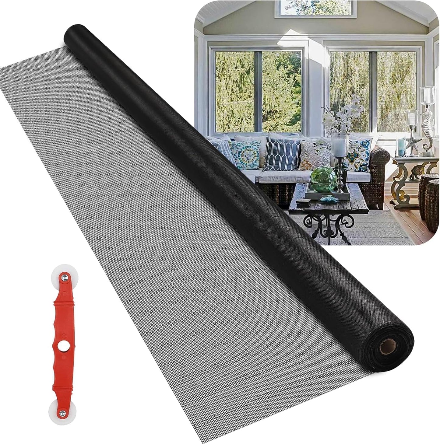 Rollo malla mosquitero patio 72x100' duradera
