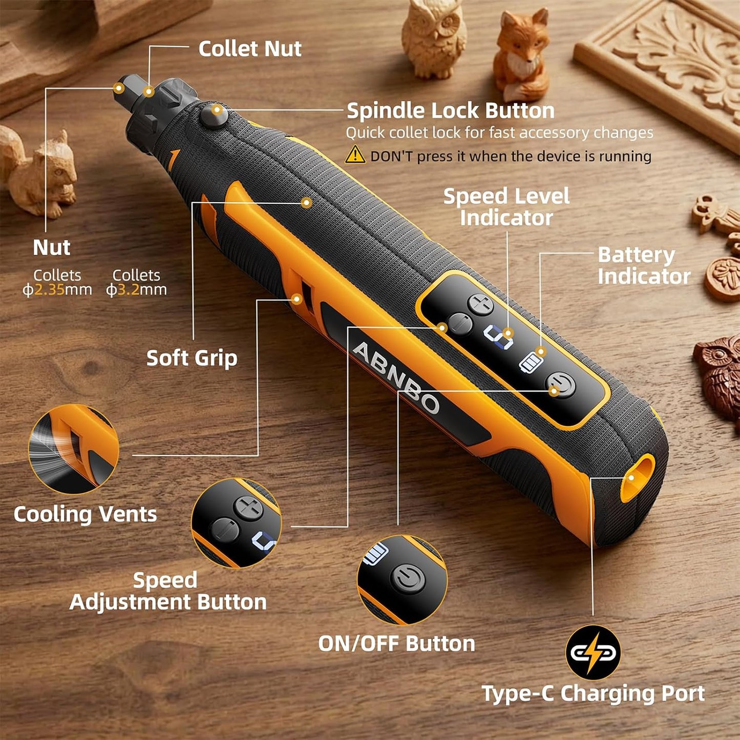 Herramienta inalámbrica 5 vel 30000 RPM 100 accesorios