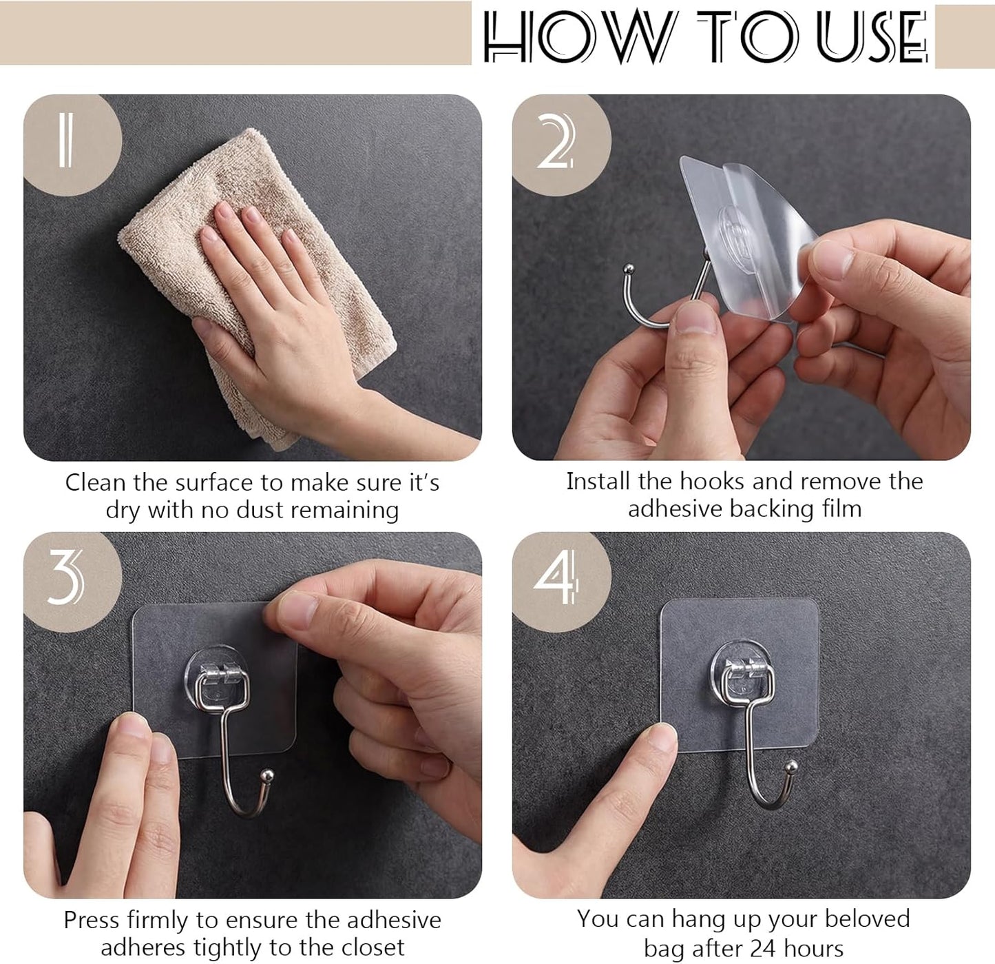 12 Ganchos Adhesivos Grandes Resistente Impermeable