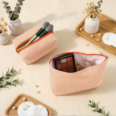 Set 2 Pzas Bolsa Maquillaje Seersucker para Mujer
