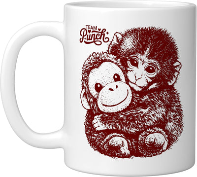 Taza de café con diseño de orangután de felpa blanco