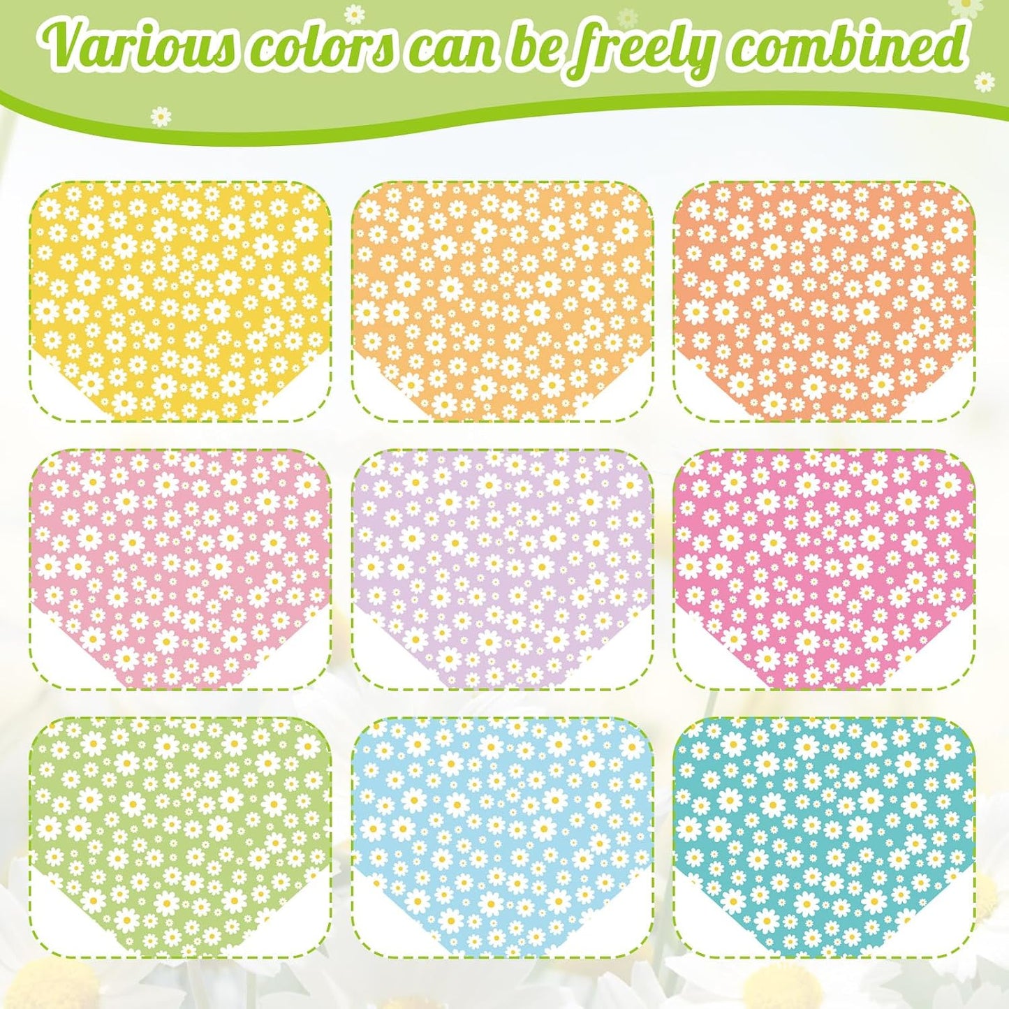 9 Pañuelos Verano Perro Diseño Floral Bufanda Ajustable Grande