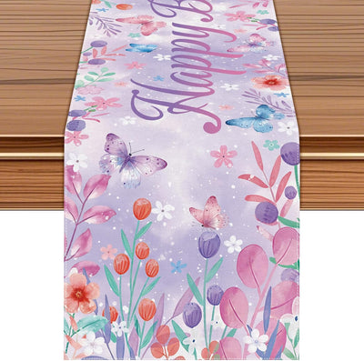 Camino mesa cumpleaños diseño mariposa lavanda 72x13pulg
