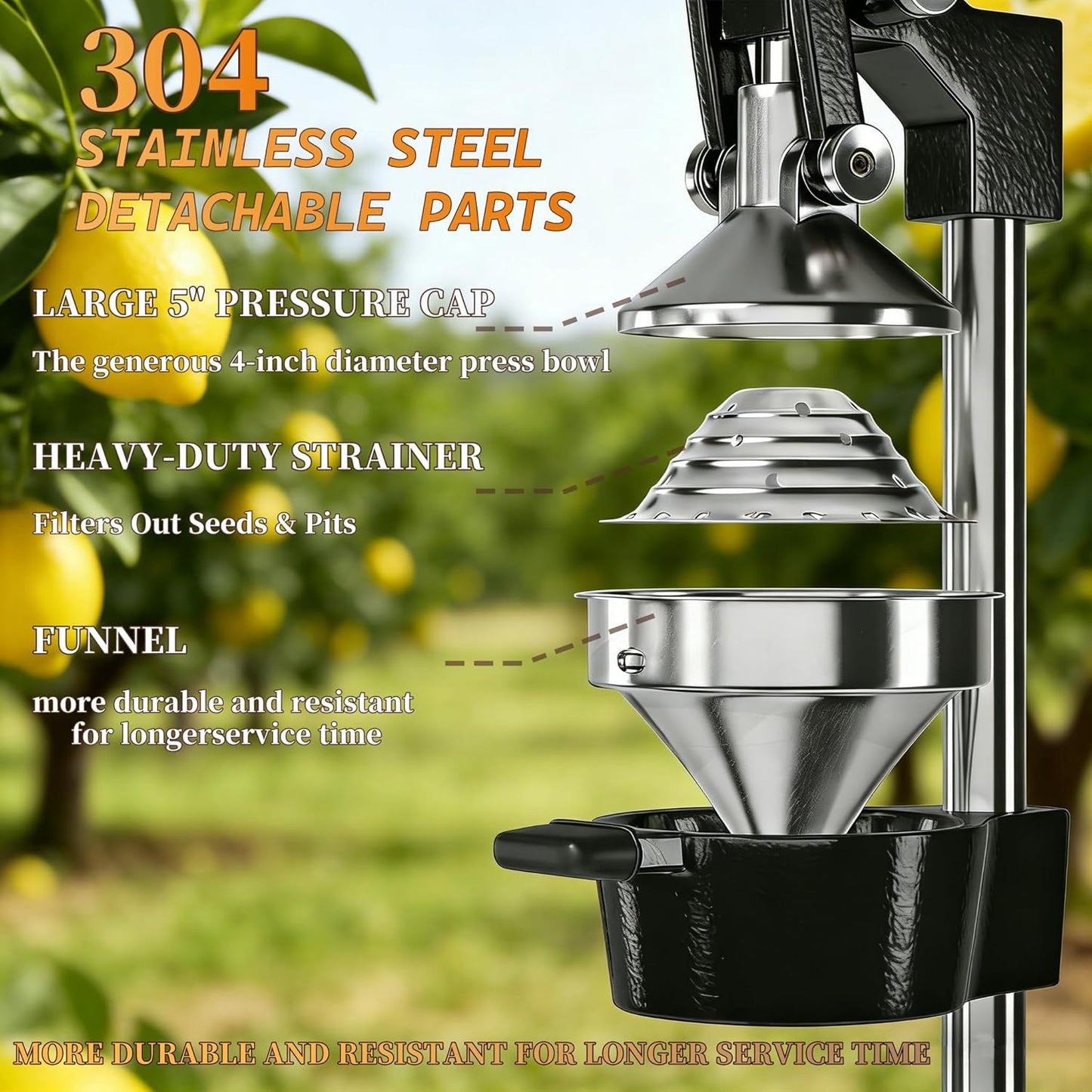 Exprimidor manual de hierro fundido para cítricos negro