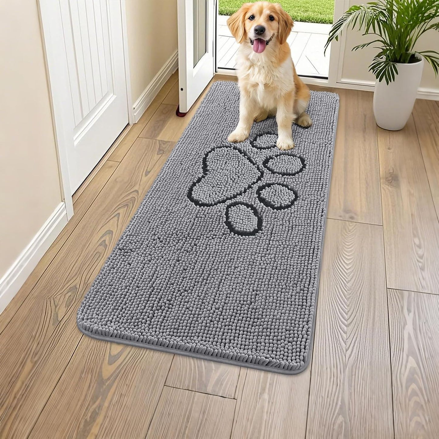 Tapete puerta perro antideslizante absorbente felpilla