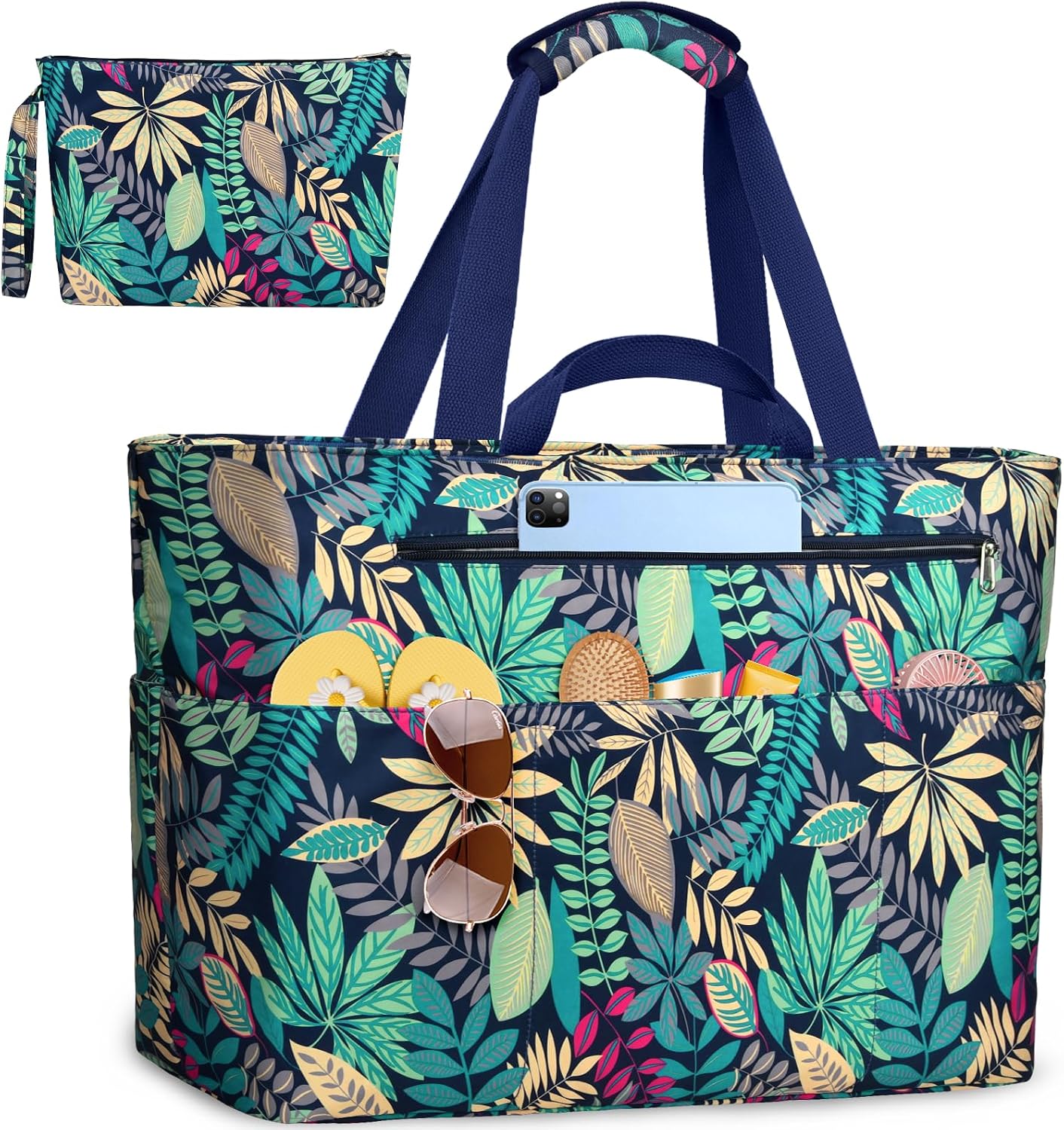 Bolsa playa impermeable con cremallera y bolsillo húmedo