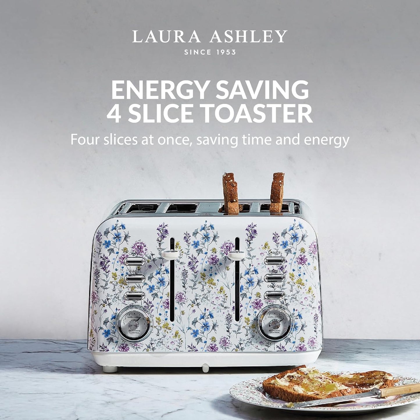 Tostadora de 4 rebanadas acero inoxidable Laura Ashley