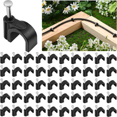 100 Clips Tubo Riego 1/4 y 3/8pulg Conector Negro