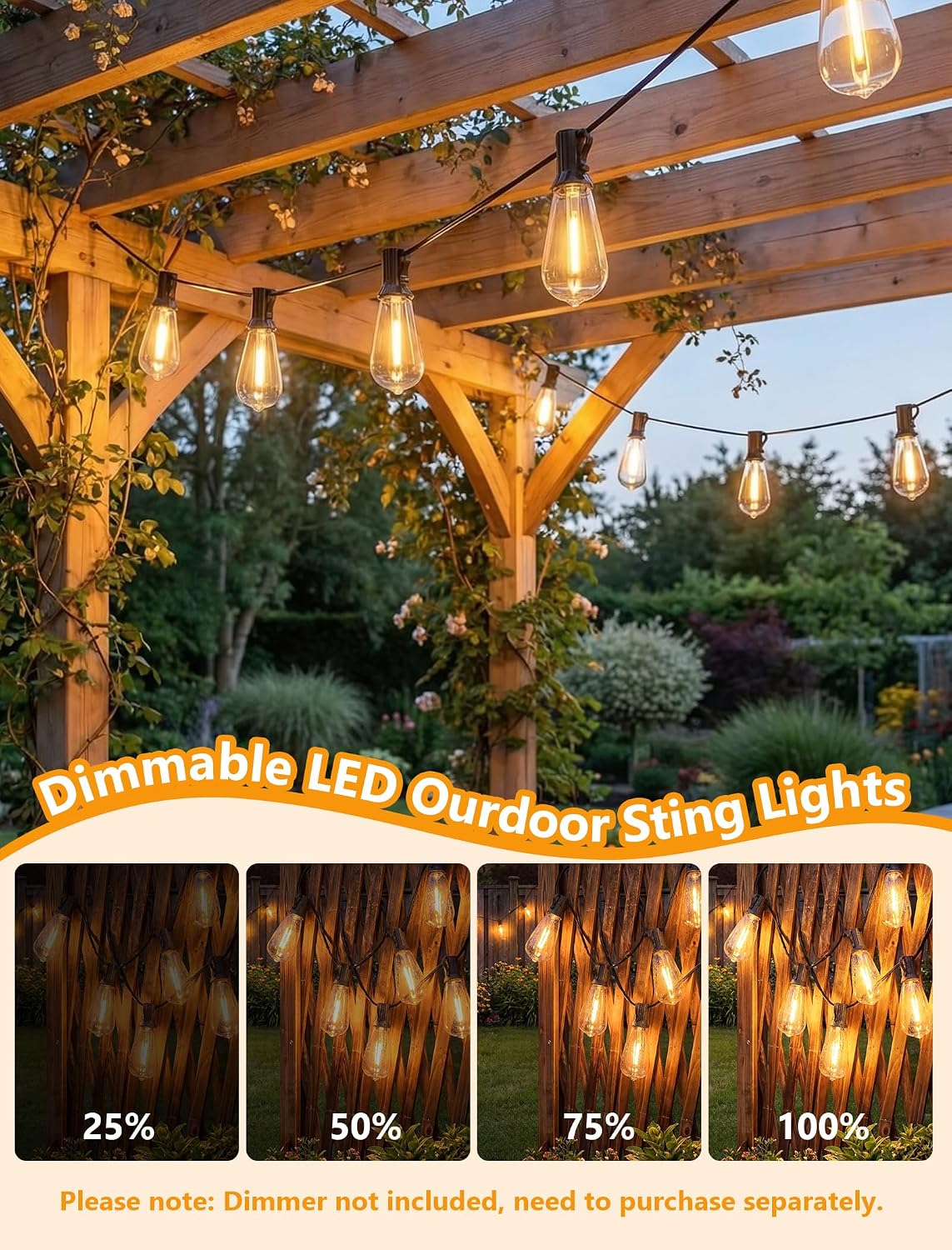 Guirnalda luces exteriores 45ft 30 ST40 impermeable