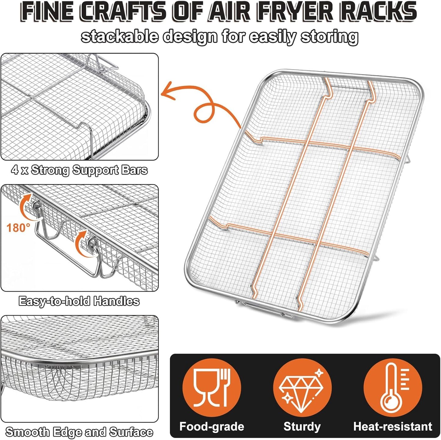 Cesta para freidora de aire de 11.8 pulgadas acero inoxidable