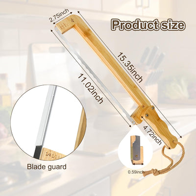 Cuchillo de pan casero con 4 guías de grosor mango ergonómico cortador de masa madre para bagels y baguettes