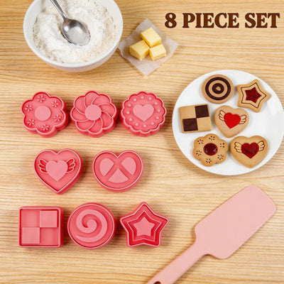 Set 8 cortadores galletas 3D con corazón y estrella