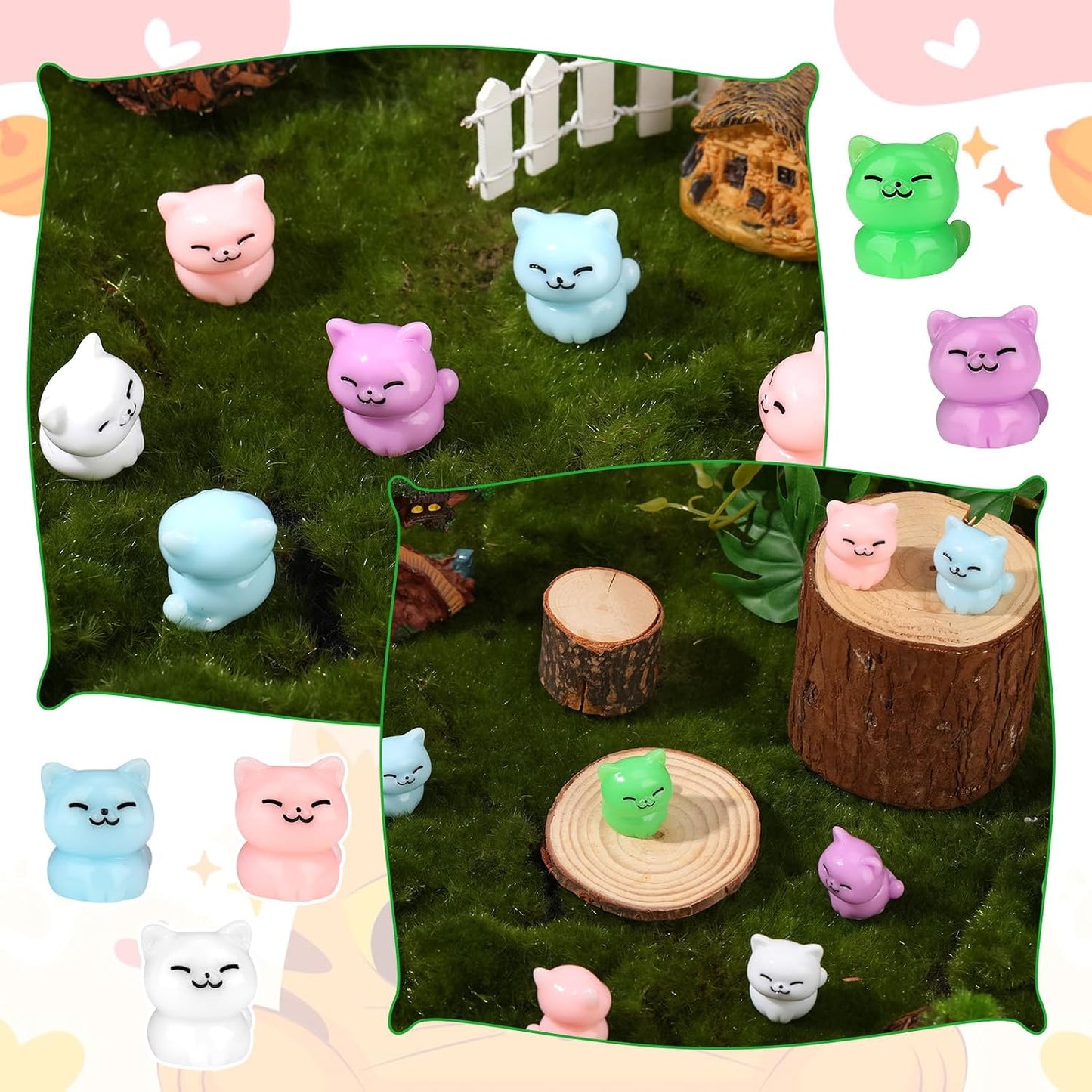 50 Pzas Gatos Resina Mini Figuras Decoración