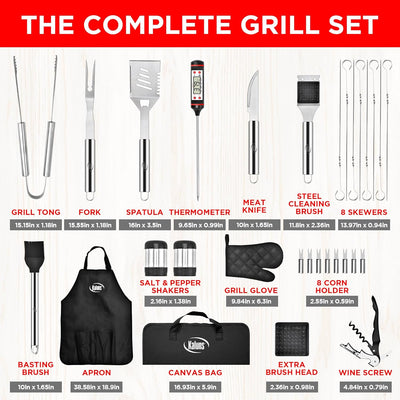 Juego parrilla acero inox resistente para barbacoa