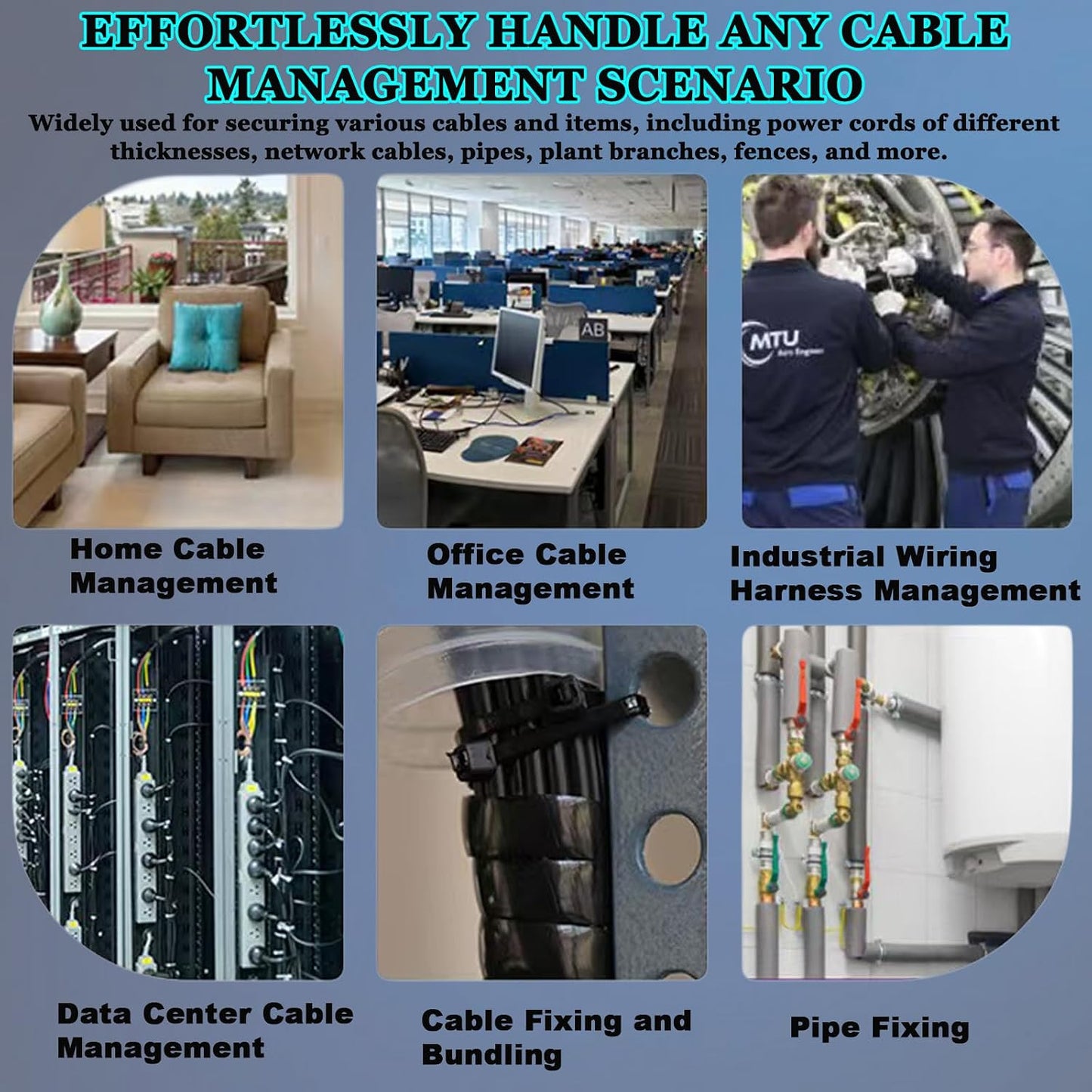 200 Bridas Negras 12pulg Con Agujero Correas Cables 75lb