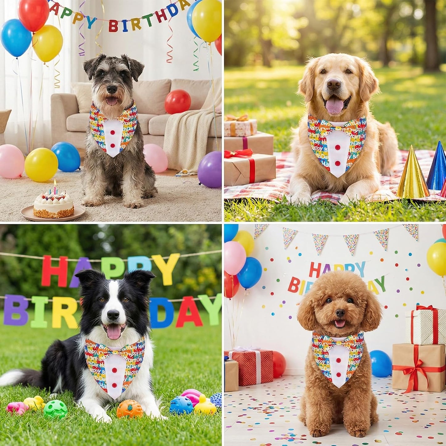 Esmoquin ajustable perro cumpleaños pañuelo mediano