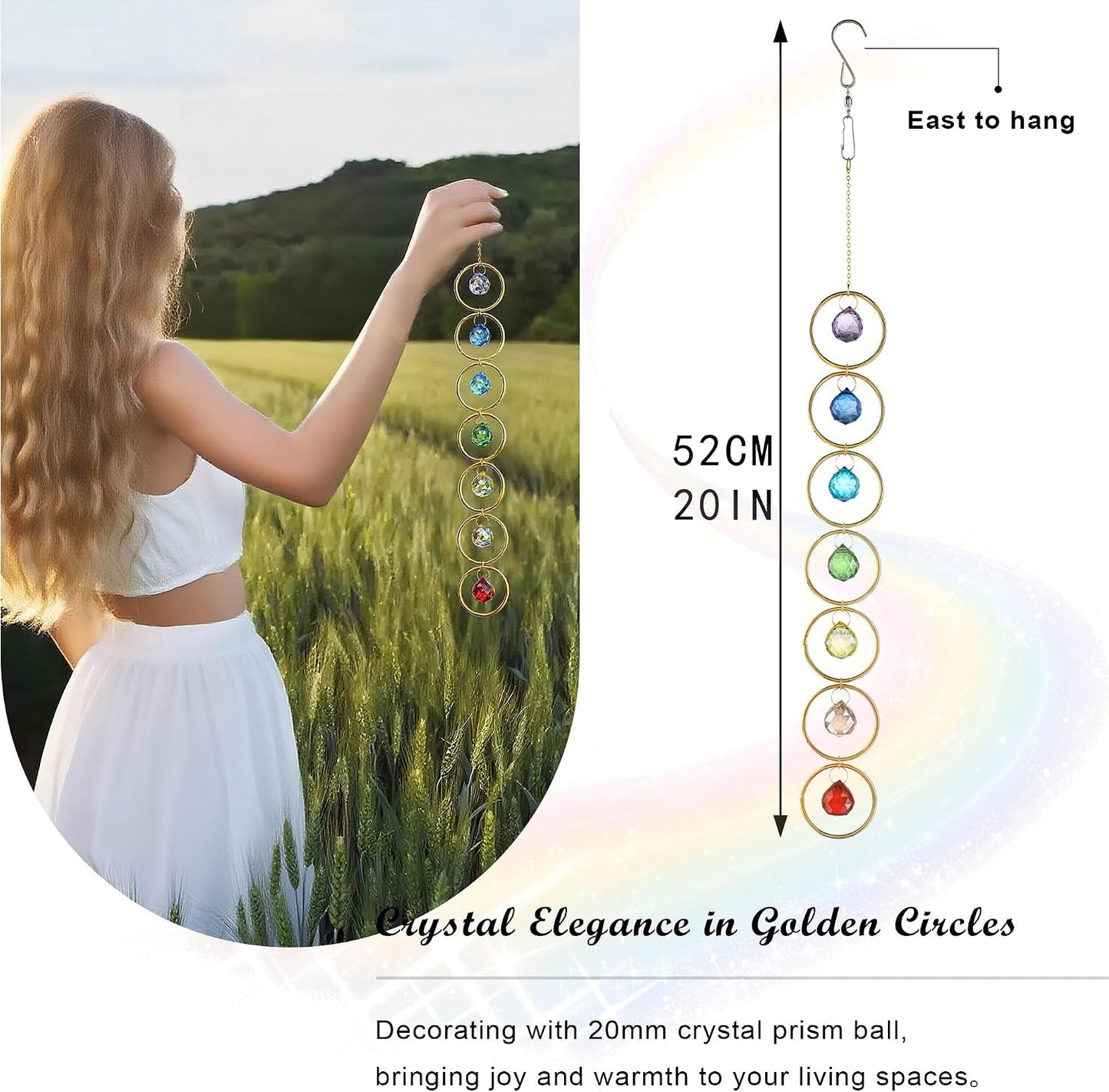 7 Bolas Cristal Chakras Atrapasol Colgante Ventanas