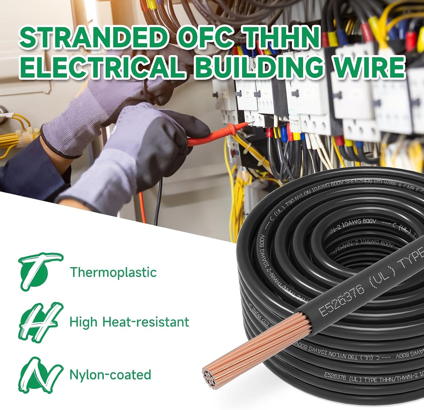 Cable eléctrico THHN 14 cobre trenzado 100pies cert UL 600V
