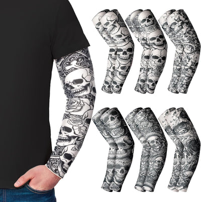 12 Pzas Manga Tatuaje Temporal Brazo Largo Antiderrap UV