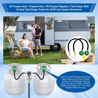 2 Mangueras Propano RV 15pulg Con Destello 1/4pulg Qcc1
