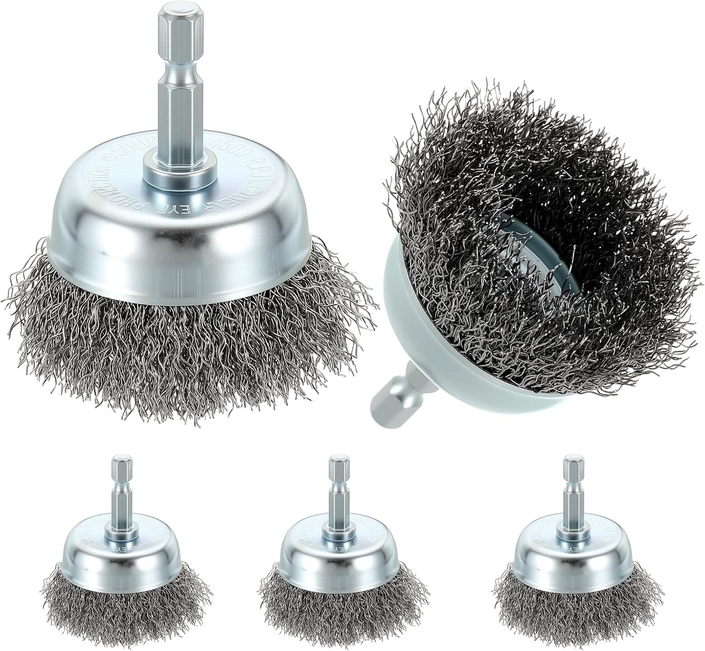 5 Cepillos Alambre Acero Carbono 2pulg Vástago Hex 1/4