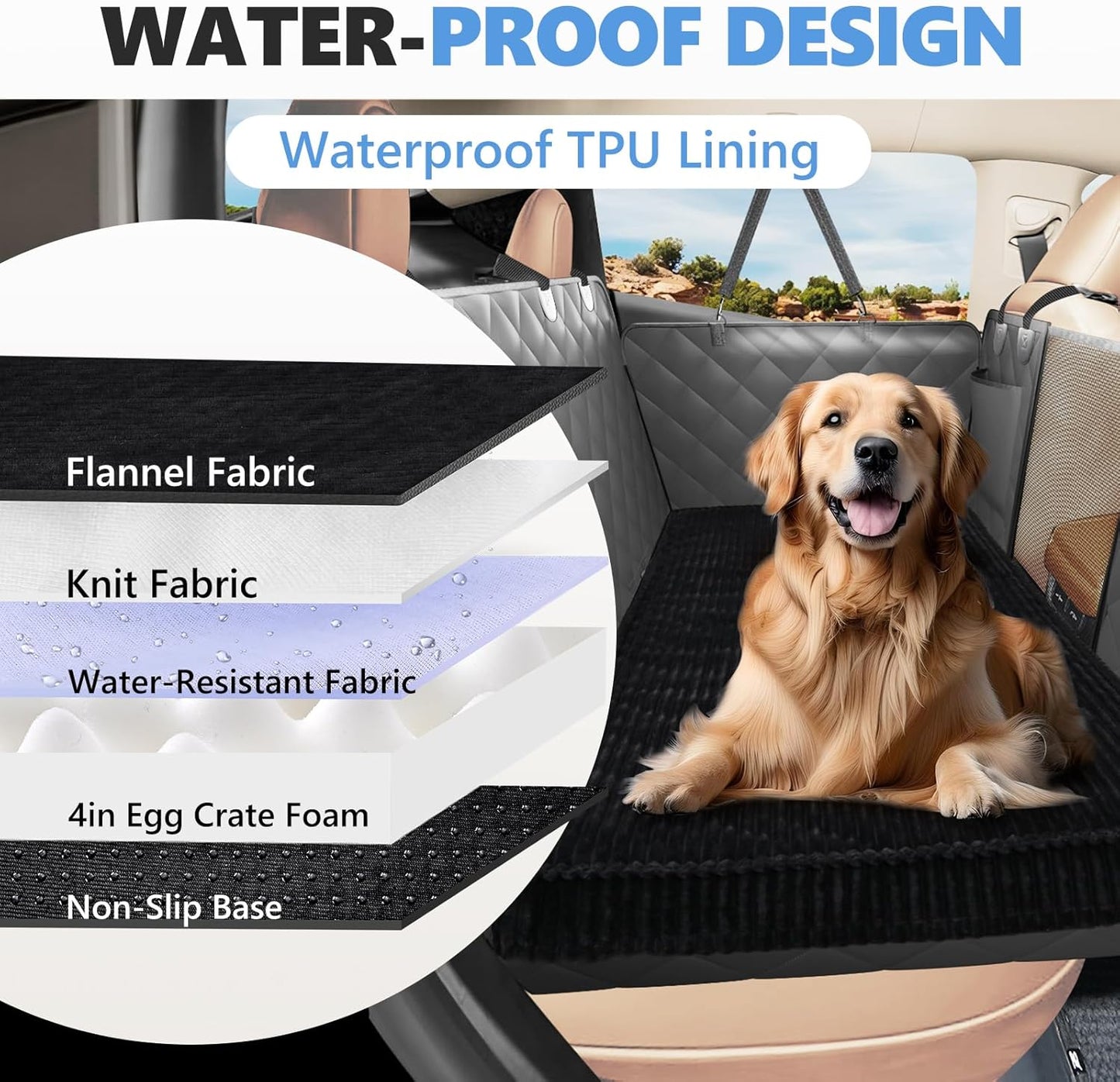 Cama antideslizante para perro asiento trasero coche suave