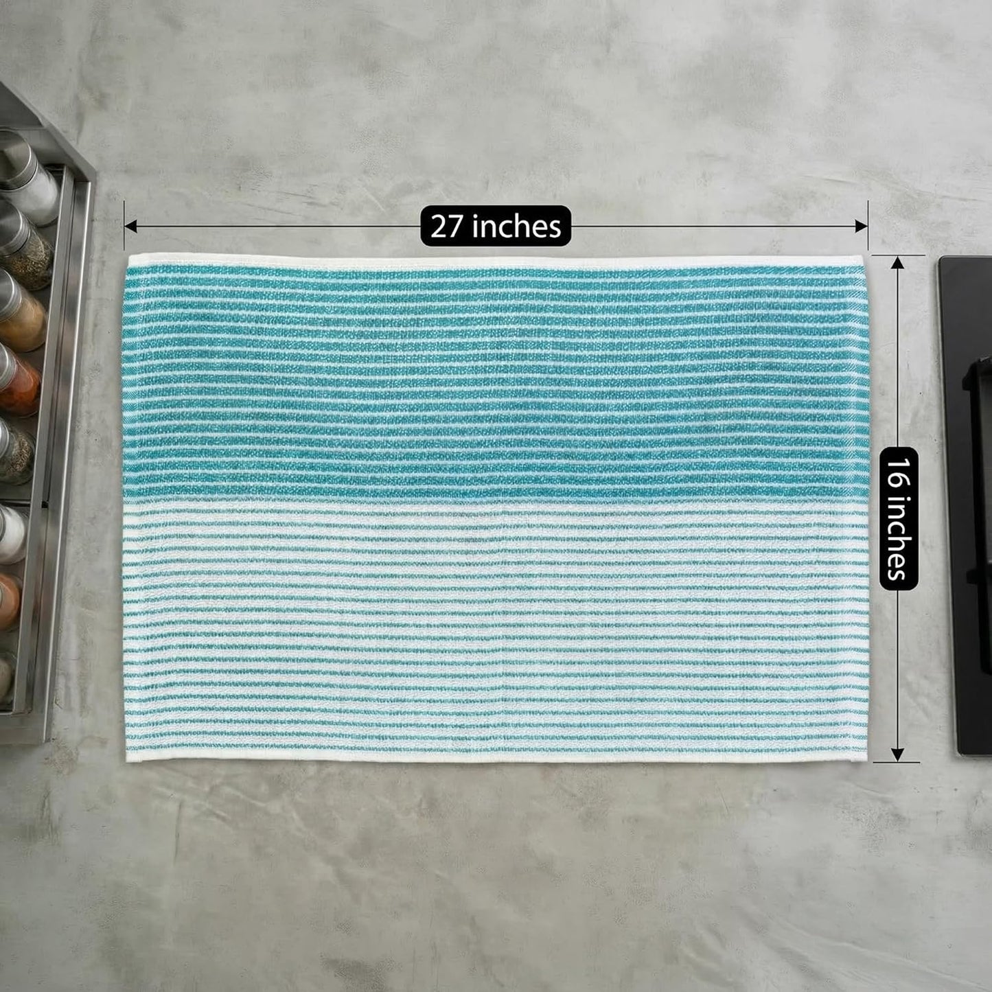Set 6 toallas cocina algodón 16x27pulg color turquesa