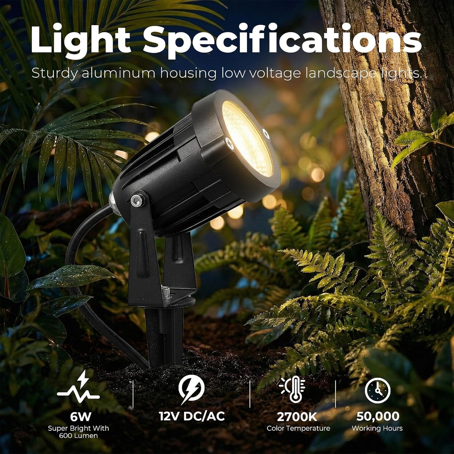 Kit iluminación paisaje 6W LED blancas cálidas 2700K impermeables