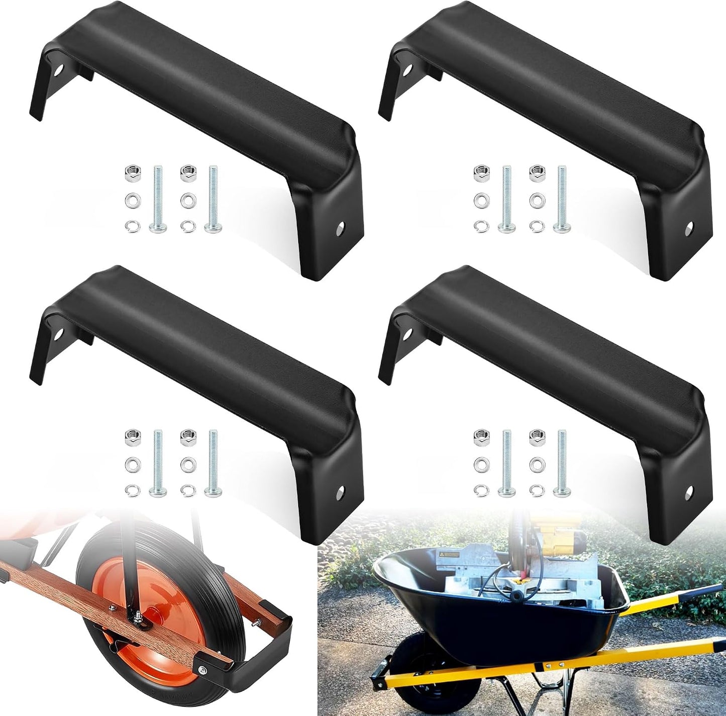 4 Pzas Soporte Eje Carretilla Negro Accesorios Repuesto