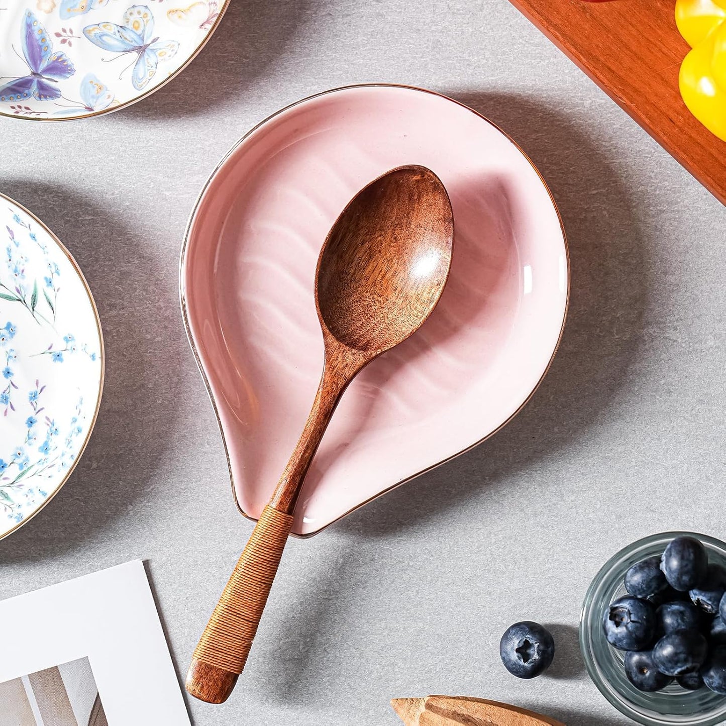 Soporte cerámica para cuchara encimera cocina 5pulg