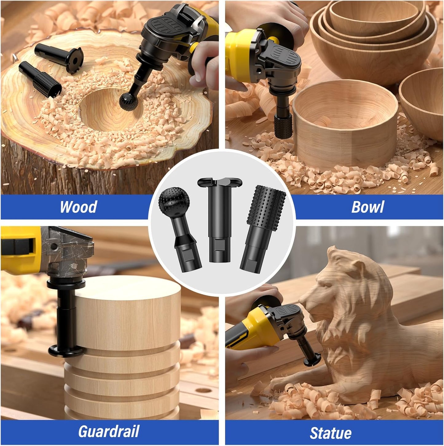 Juego 8 limas tallado madera 5/8-11 4.5/5pulg 1/4pulg