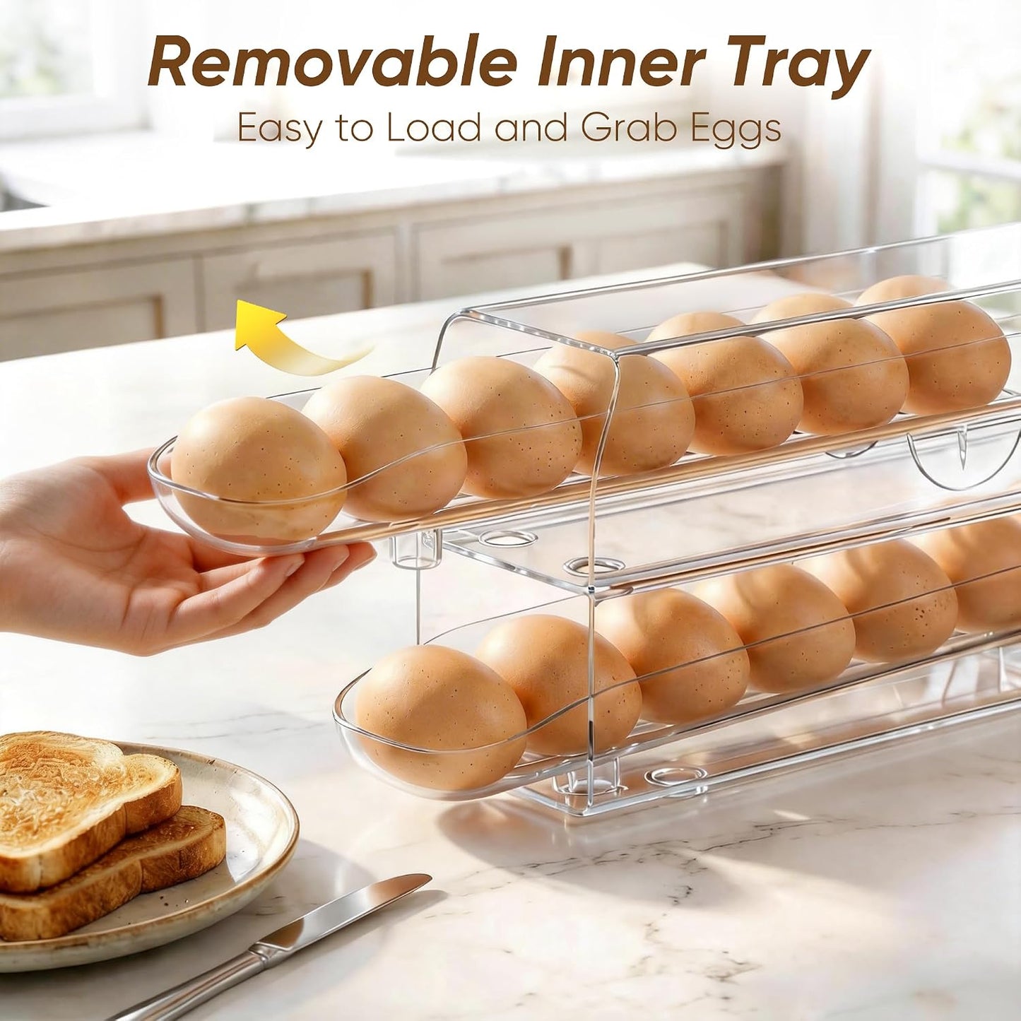Dispensador huevos refrigerador con bandeja extraíble