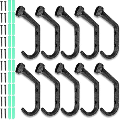 10 Ganchos Hierro Fundido para Colgar Abrigos Ropa Bufandas