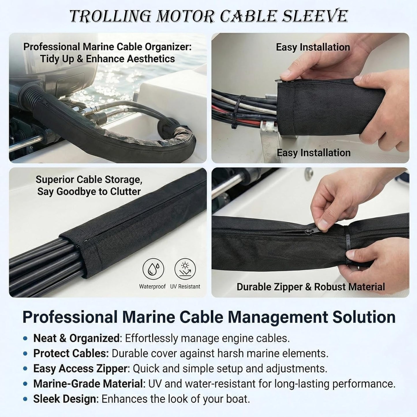 Funda motor fuera de borda con cremallera 48pulg 600D resistente