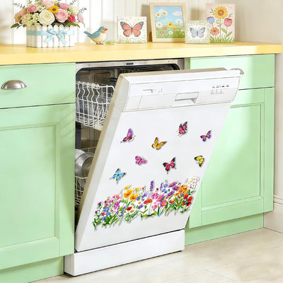 Cubierta magnética para lavavajillas con diseño floral de mariposa 12 unidades