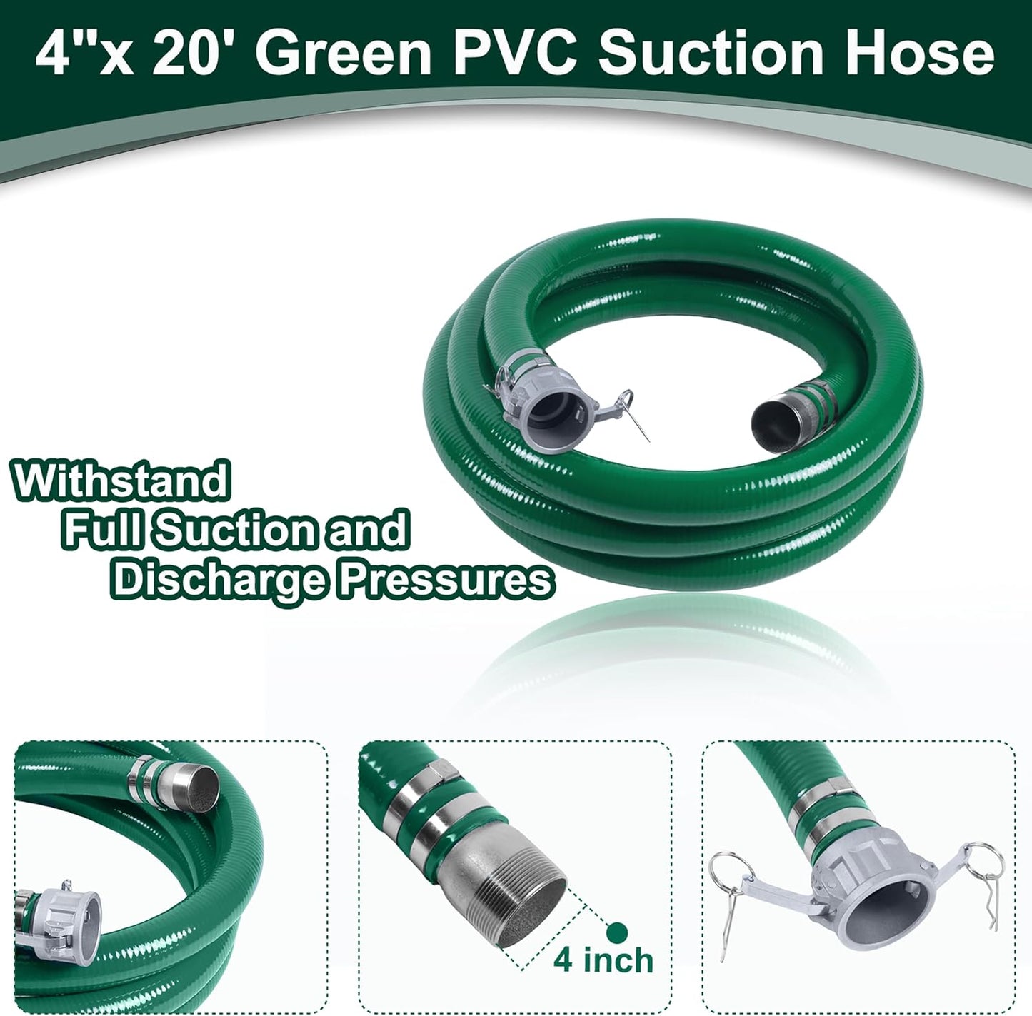 Kit bomba manguera PVC azul 4x65ft y verde 4x20ft