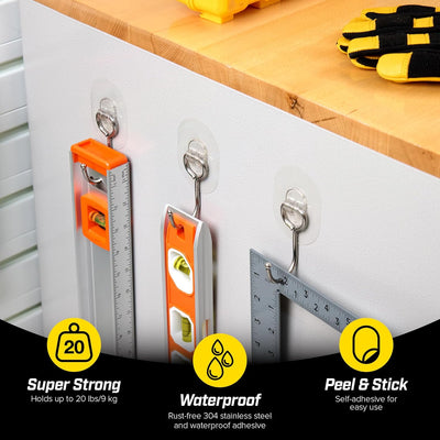 Gancho adhesivo transparente 12 pzas para baño y cocina