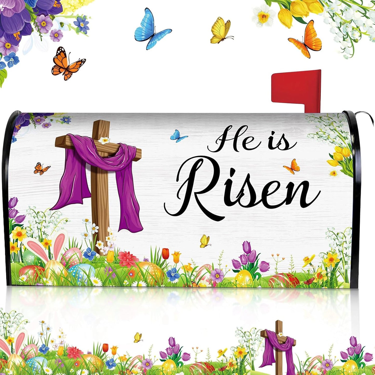 Funda magnética buzón Pascua 20x18pulg texto He is Risen